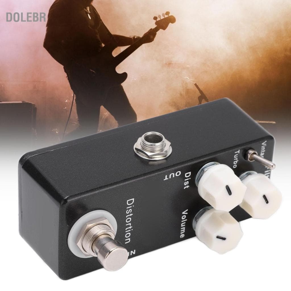Dolebr Pedal de guitarra de distorção, efeito elétrico com interruptor True Bypass, ganho de tom e controle de volume