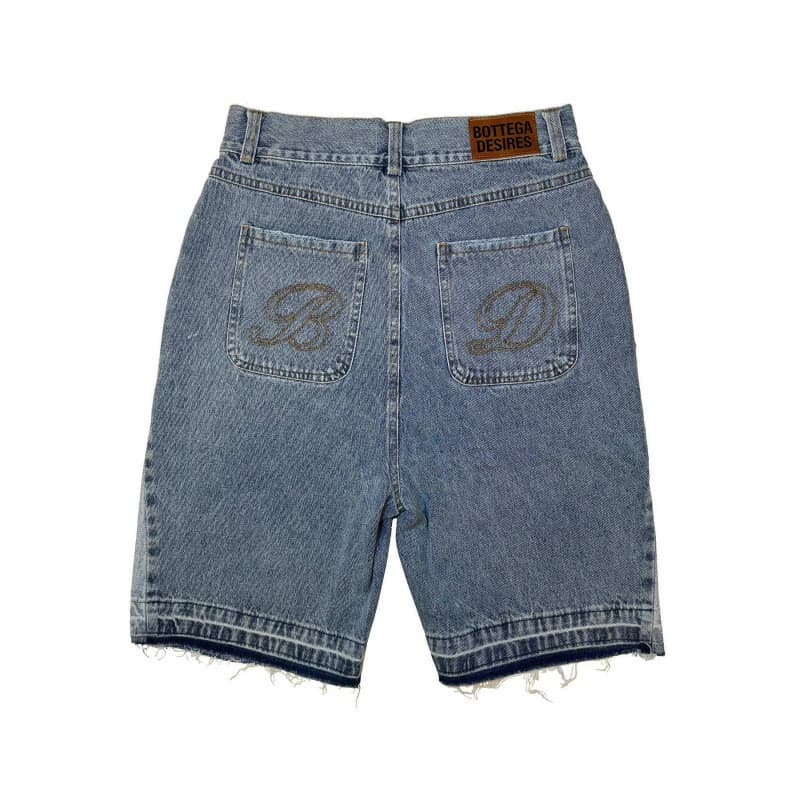 2024 novo estilo na moda masculina frito rua solta calças de cinco pontos moda rua Wear Retro carta Denim Shorts