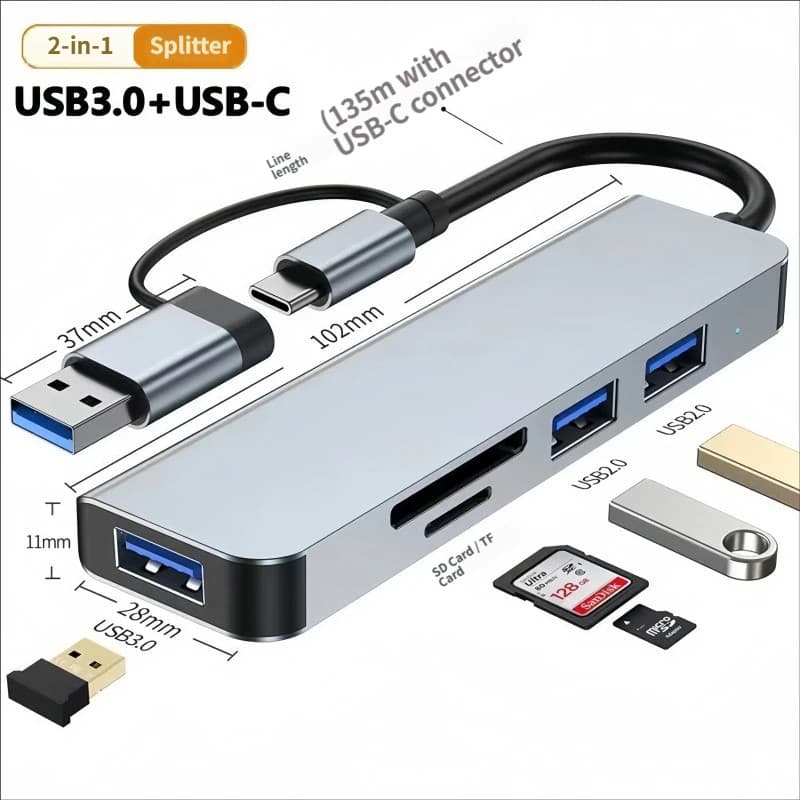 Hub usb usb 5 em 1 hub um para quatro 3.0 Laptop typec divisor extensão usb