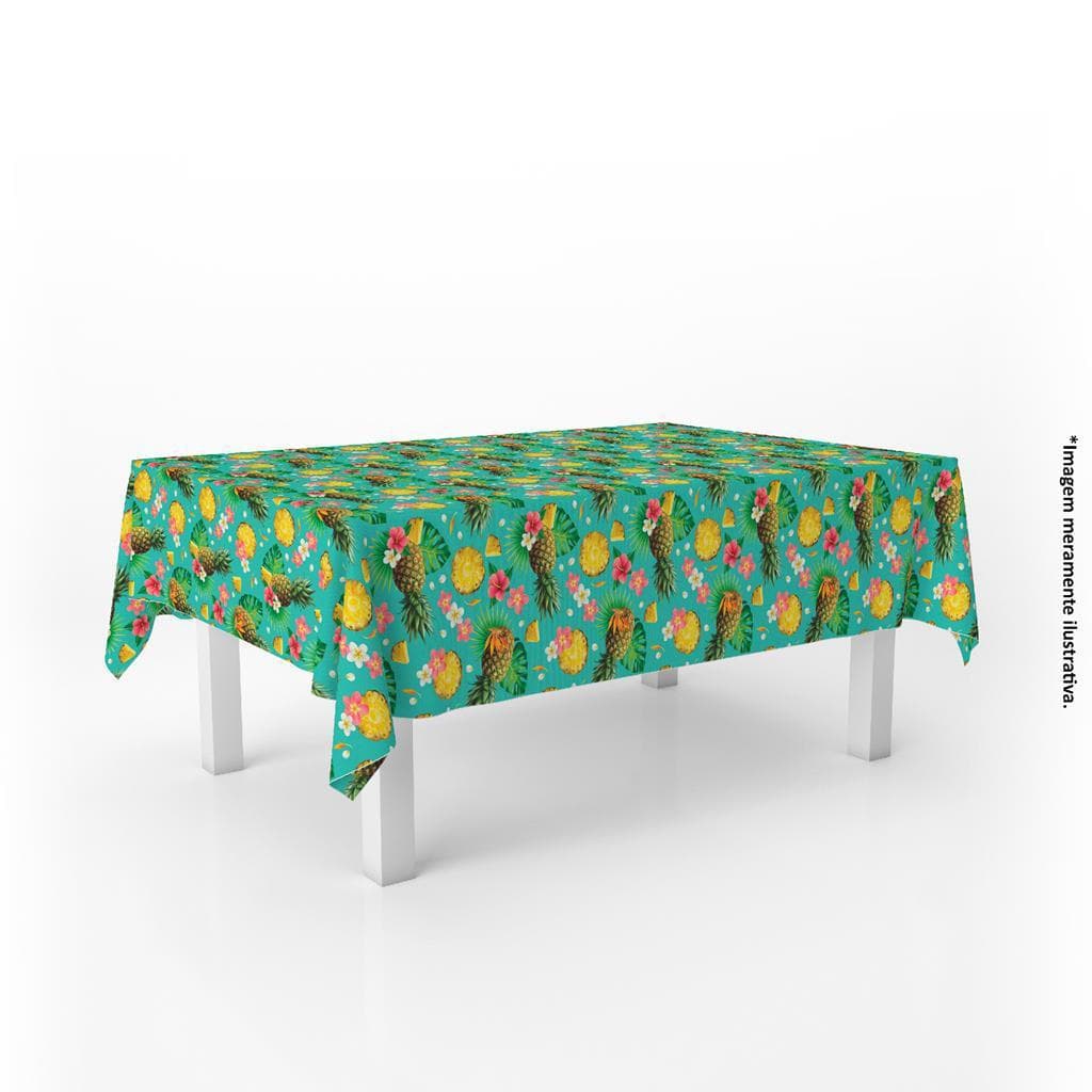 Toalha De Mesa Retangular Frutas e Flores 220x140cm Reutilizável Premium