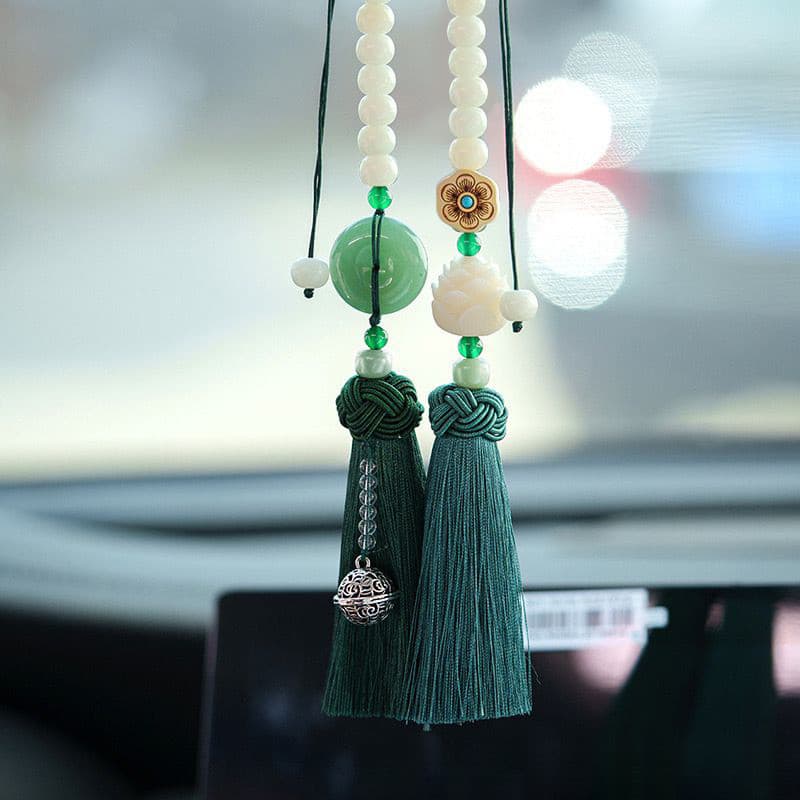 Bodhi contas pingente de carro chinês lótus borla pingente de carro espelho retrovisor decoração Interior do carro pinge