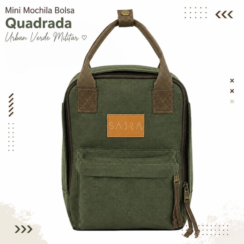 Mini Mochila Bolsa Quadrada Urban Verde Militar Sabra