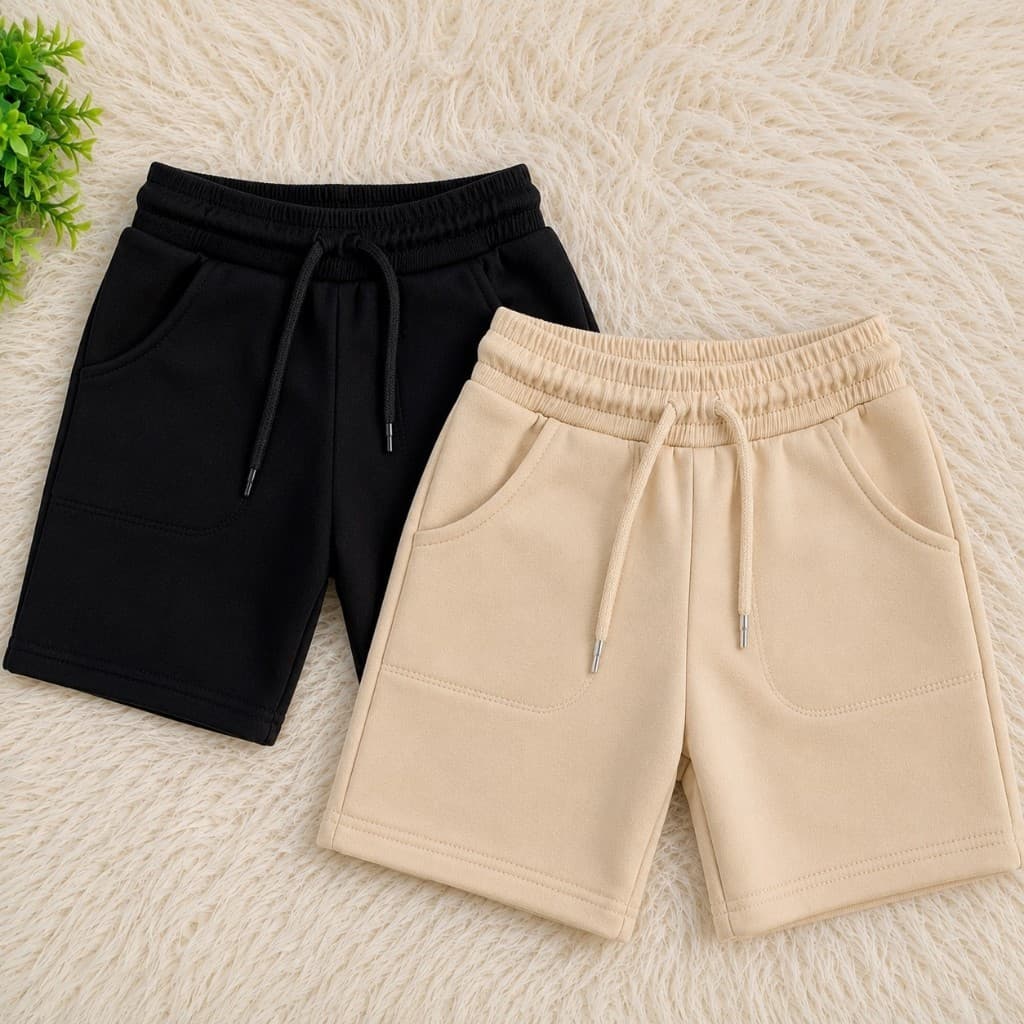 Kit 2 Shorts Moletinho Moleton Infantil Menino Unisexx Verão Confortável com Bolsos