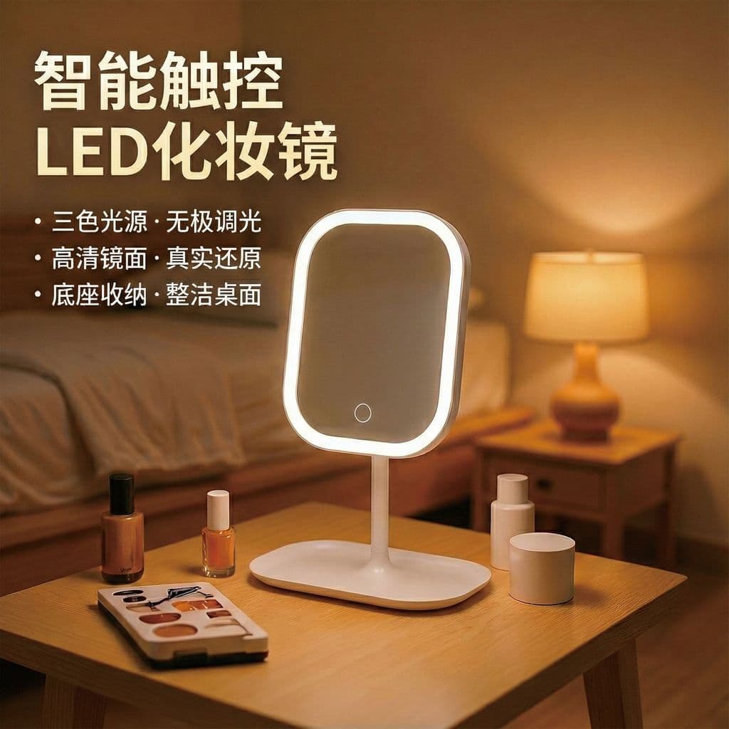 Novo led espelho de maquiagem inteligente com luz meninas quarto penteadeira espelho estudante dormitório espelho de mes