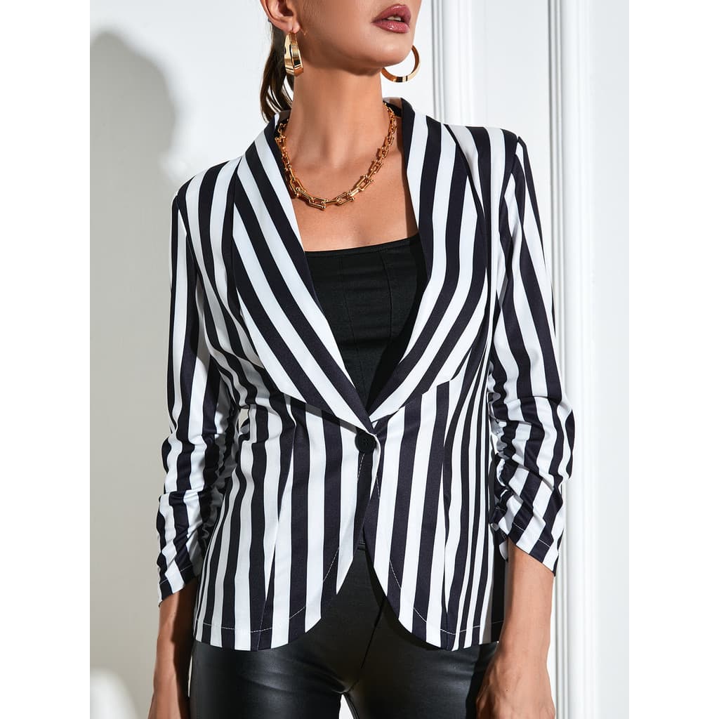 [Estilo mais vendido] Manga plissada feminina de três quartos Casual Xiaoxi Slim-fit moda trabalho escritório ao ar livr