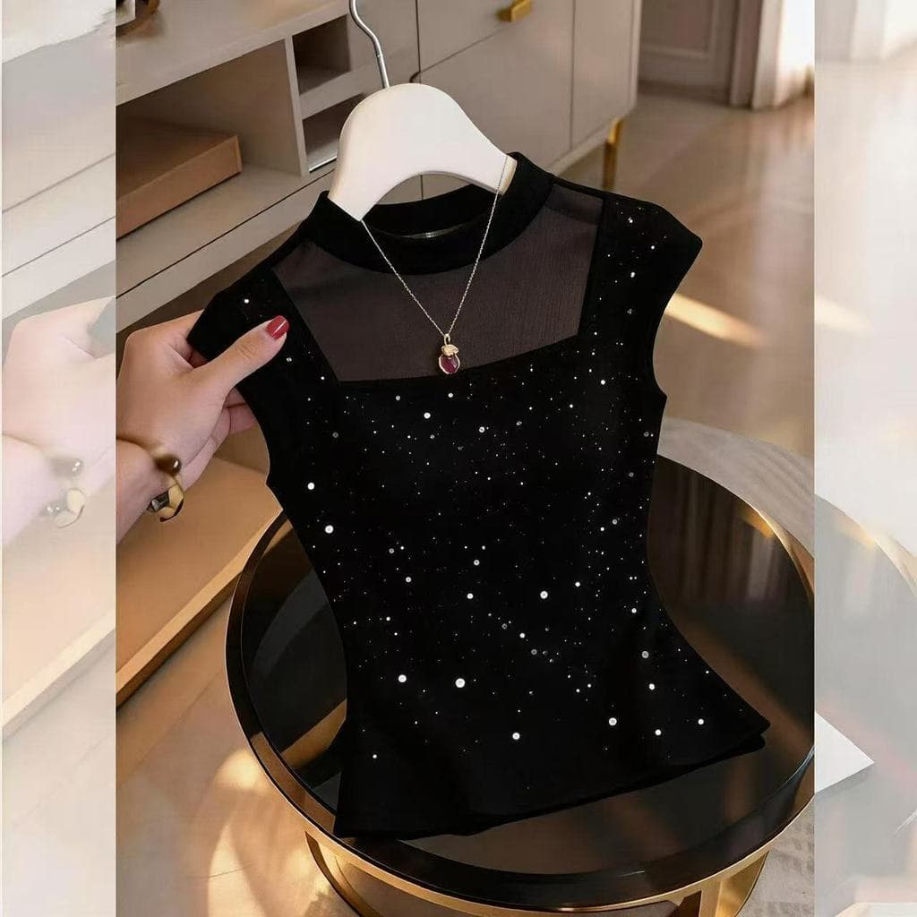 Tamanho grande verão 2026 camiseta sem mangas feminina High-End All-Match Top roupas tamanho verão 2026 nova malha costu
