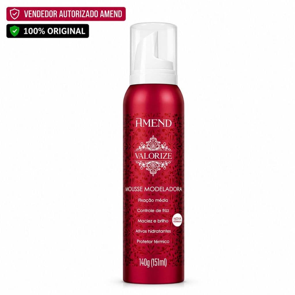 Mousse Modeladora Amend Valorize 140g – Volume, Definição e Controle | Leve 1, 2 ou 3 Unidades
