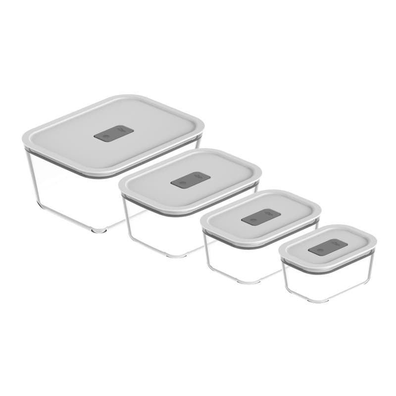 Kit 4 Potes Herméticos de Vidro Retangulares Refratários Marmitas Fresh Lock Ou