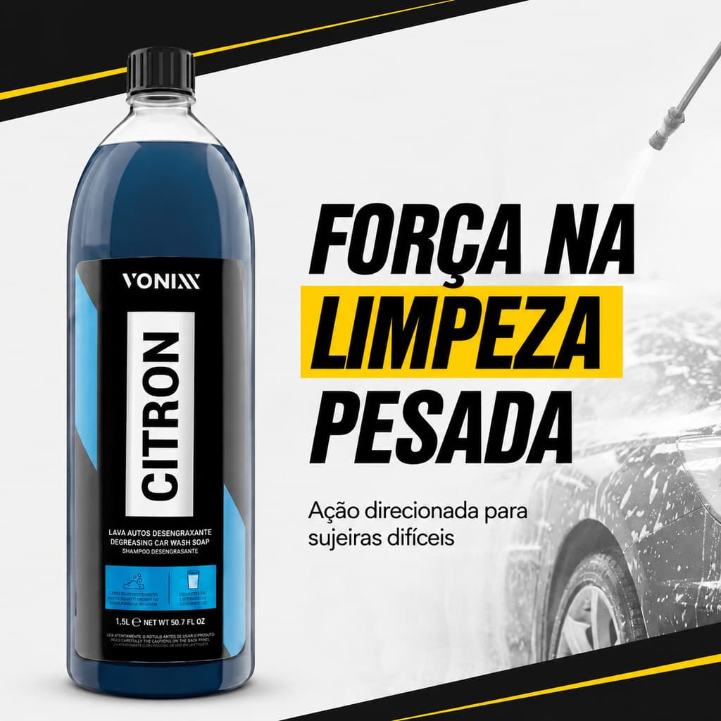 Citron Vonixx 1,5L Limpador Automotivo Desengraxante Limpeza Pesada Sujeira Difícil Carro Moto