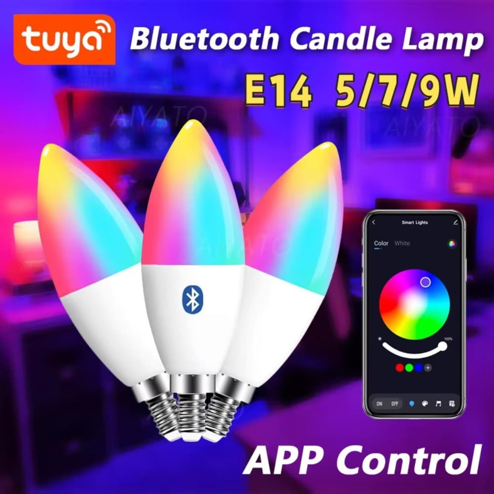 5W 7 9 Tuya E14 Lâmpadas De Vela Controle APP Lâmpada Inteligente Bluetooth WIFI RGB 220V LED Luz Regulável Sala Vida Gr
