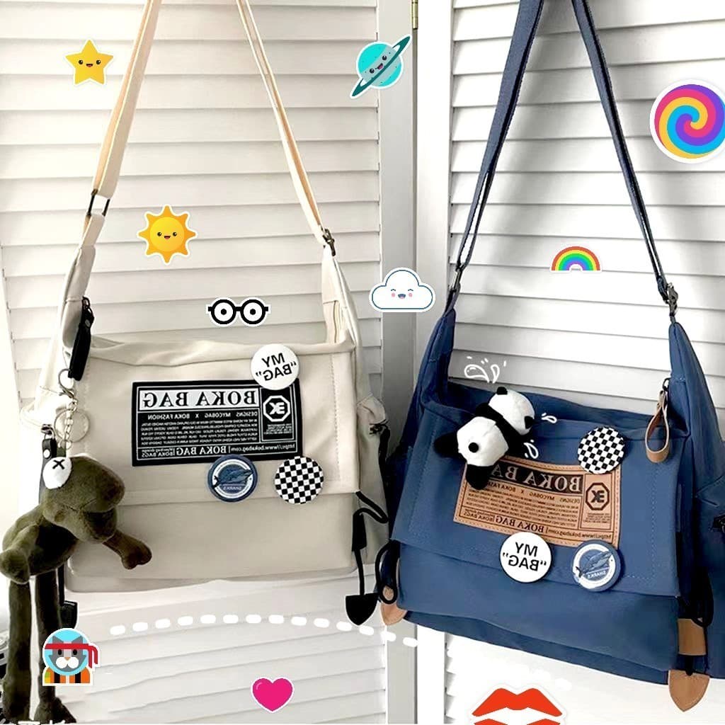 MODIVA Bolsa Transversal Unissex de Nylon Impermeável – Estilo Harajuku com Grande Capacidade e Alça de Ombro
