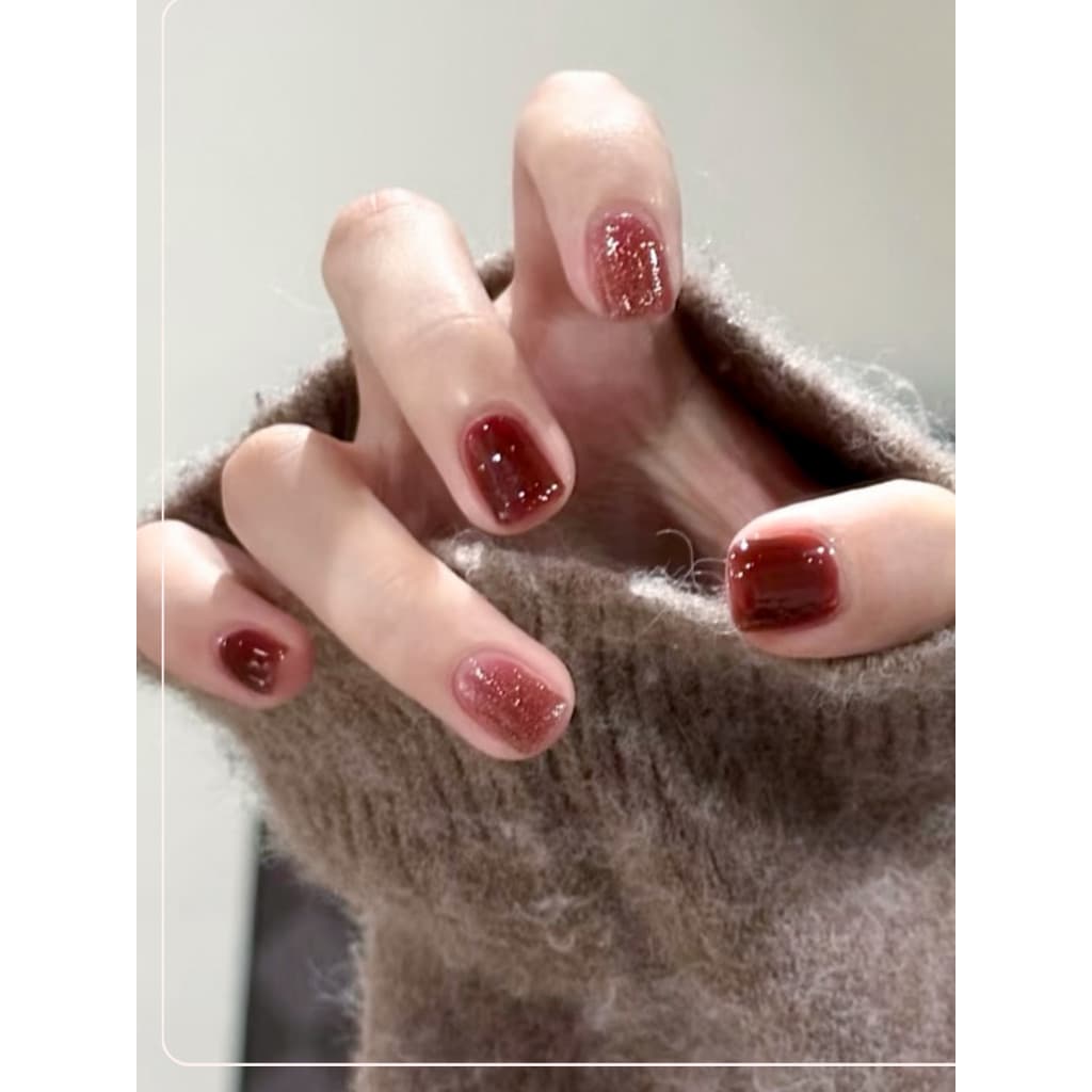 Linda capa sem cozimento adesivos de unhas textura de Gel sem necessidade de lâmpadas de cozimento 2026 ano novo vermelh
