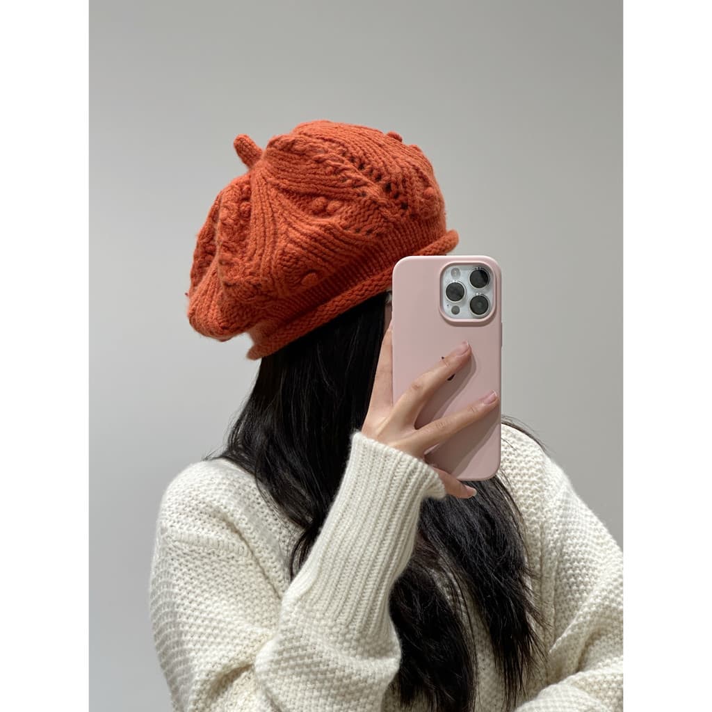Outono inverno novo estilo boina de malha chapéu feminino engrossado quente pintor chapéu japonês Retro lã boina pulôver