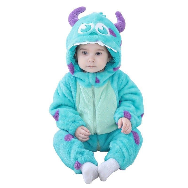 0-3 Anos De Idade Orelha De Vaca Azul Bebê Em Forma De Flanela Romper Cartoon Baby Sullivan Jumpsuit macacão bebê