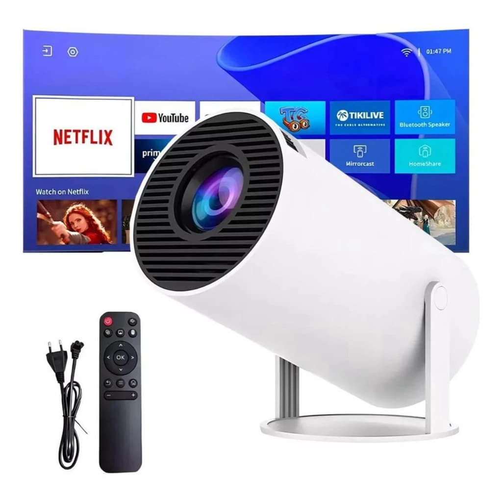 Projetor Smart Android 11 200 ANSI 1280P 150 Polegadas