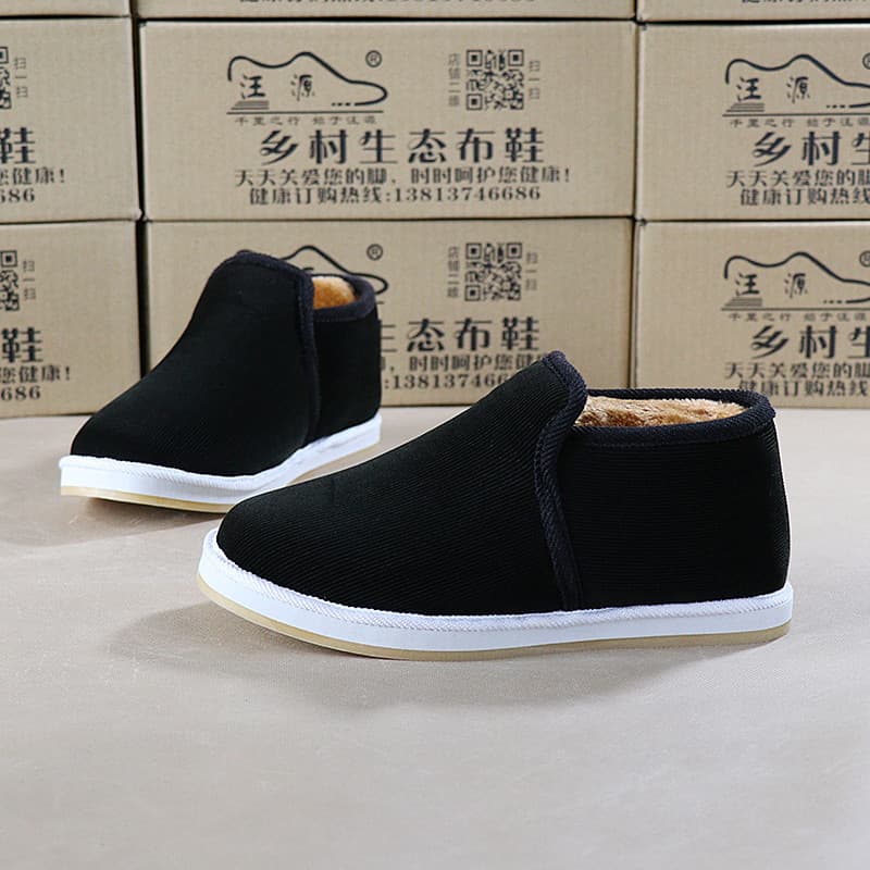 Sapatos quentes masculinos inverno veludo sapatos de algodão feminino de meia-idade idosos antiderrapante dedo do pé red