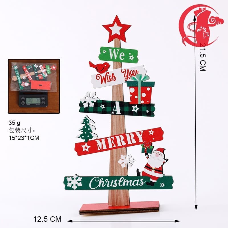 Decorações De Árvores De Madeira De Natal-Decoração De Mesa De Férias Para Temporada Festiva