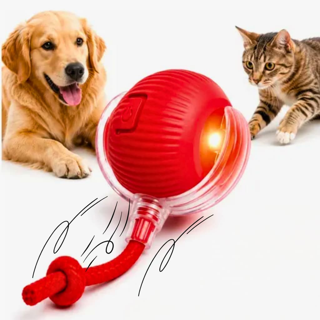 Bola Interativa Inteligente Giratória Com Led Para Cães E Gatos Recarregável