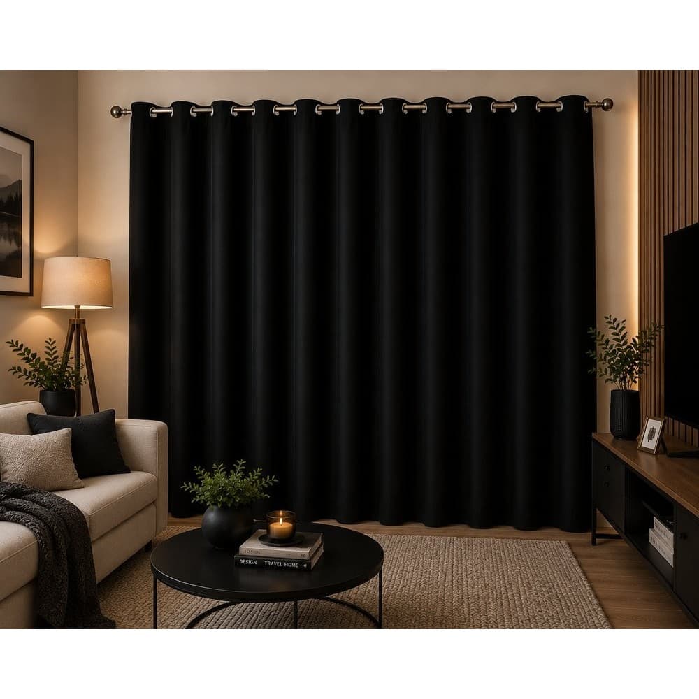 Cortina Blackout Preto Com Ilhos - 280x140 cm