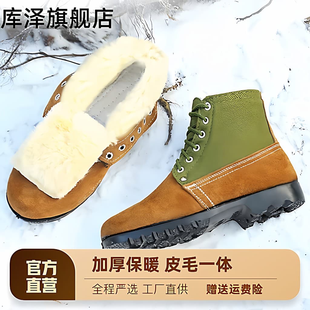 Sapatos de algodão de dedo grande à moda antiga homens botas de algodão de lã de inverno engrossado pele quente botas de
