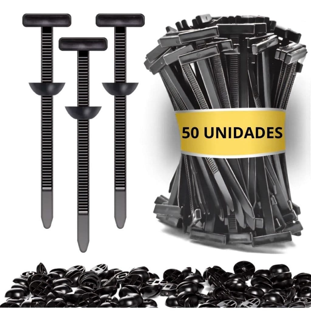 Kit 20/50/100 Abraçadeira Nylon Enforca Gato Fivela Plástica Tipo T Universal Trava Automático Carro