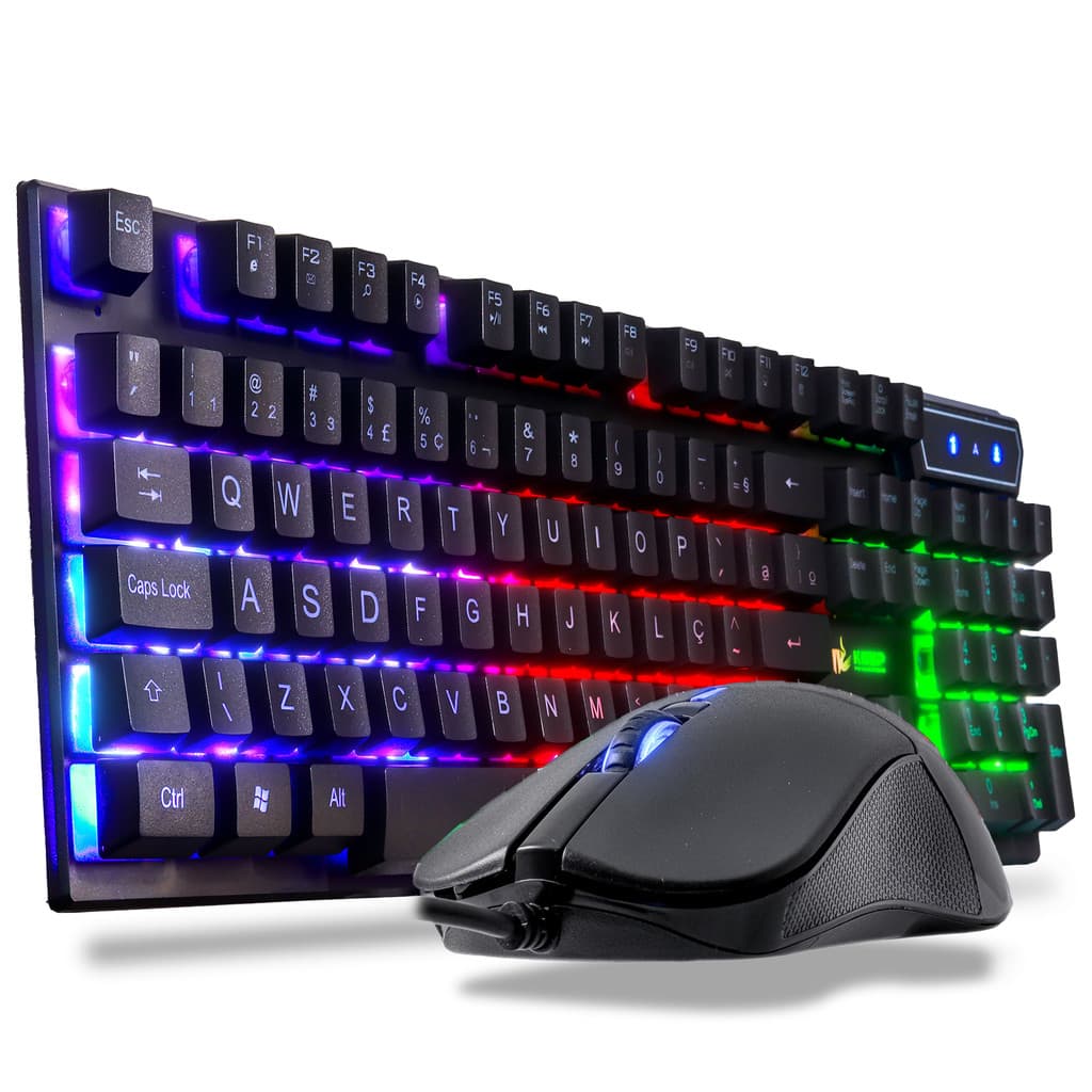 Kit Led Teclado E Mouse Gamer Semi Mecânico Com Luzes Rgb Intensas Ideal Para Seu Setup