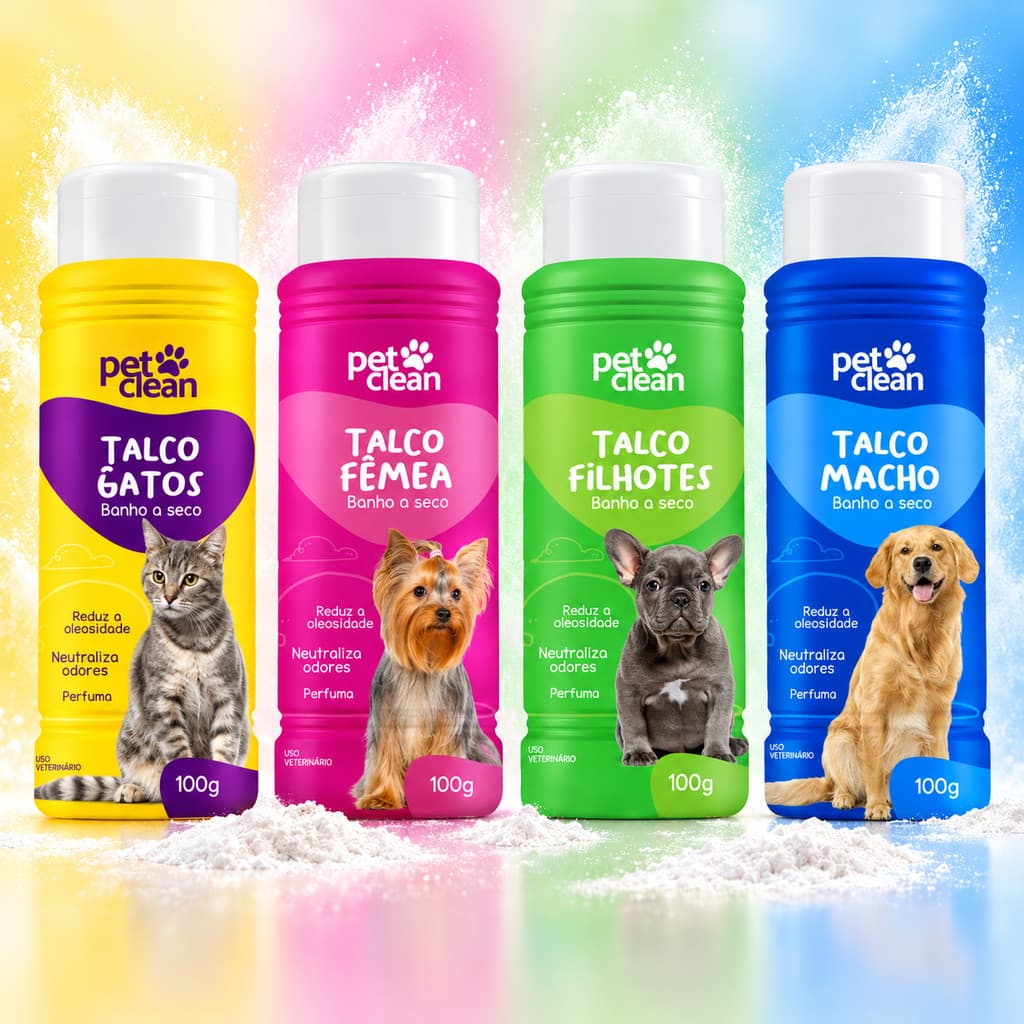 Talco para Cachorro e Gato Banho a Seco Pet Clean - 100 gramas