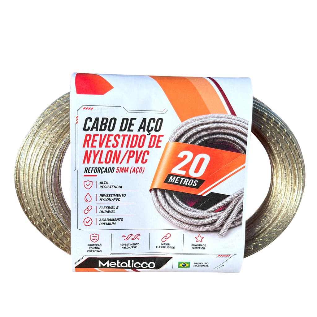Kit 3 Corda Varal Aço Revestido PVC 5mm 20 Metros Reforçada