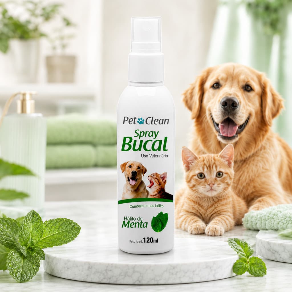 Spray Bucal Para Cães Spray Para Hálito Cachorro Gato Sabor Menta 120ml