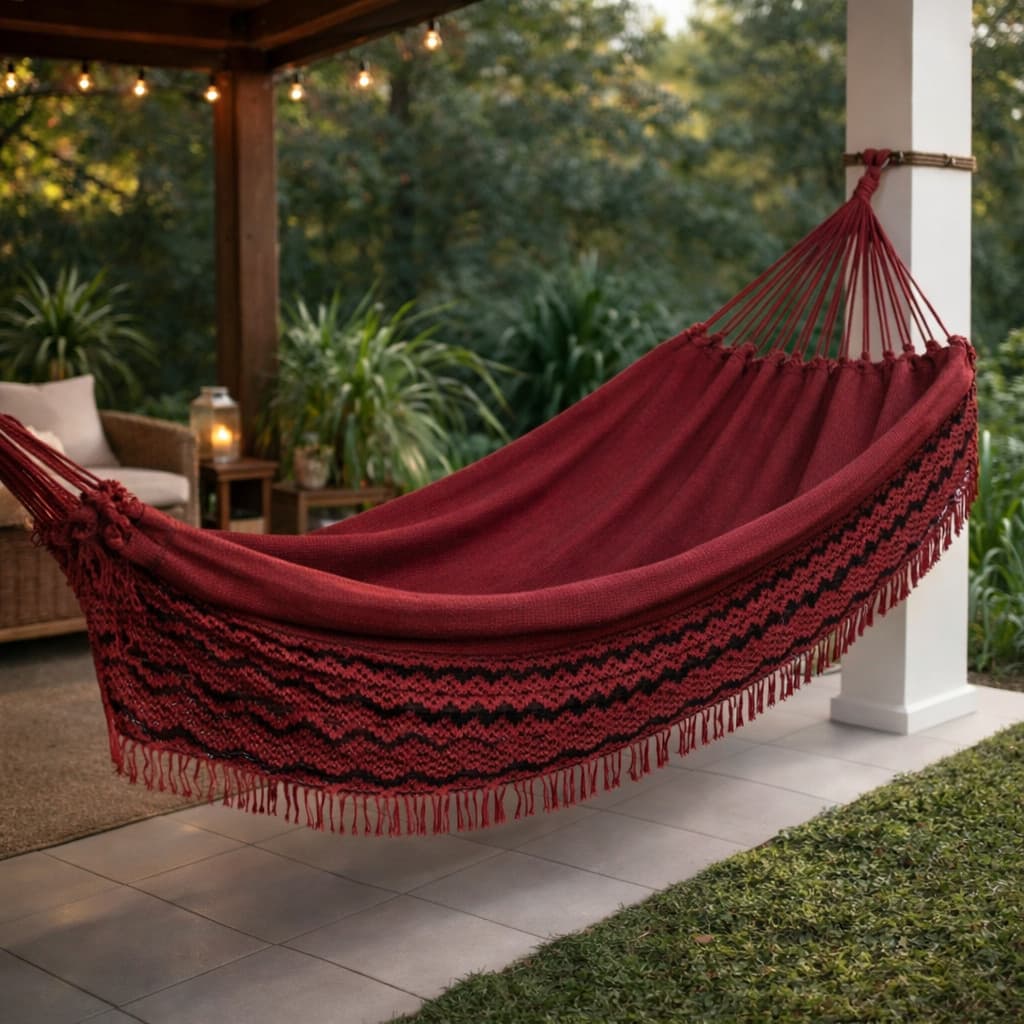 Rede De Dormir Casal Descanso 4Metros Reforçada Grande Jeans Mesclada Franja Algodão  Envio Imediato