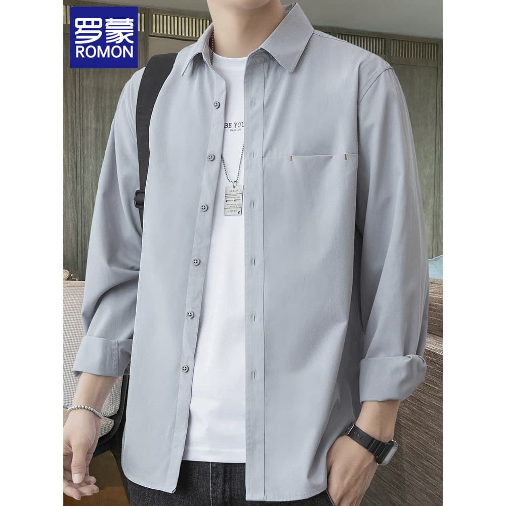 Lomon camisa de manga comprida masculina primavera outono 2026 novo estilo camisa juvenil jaqueta Street Wear solto Casu