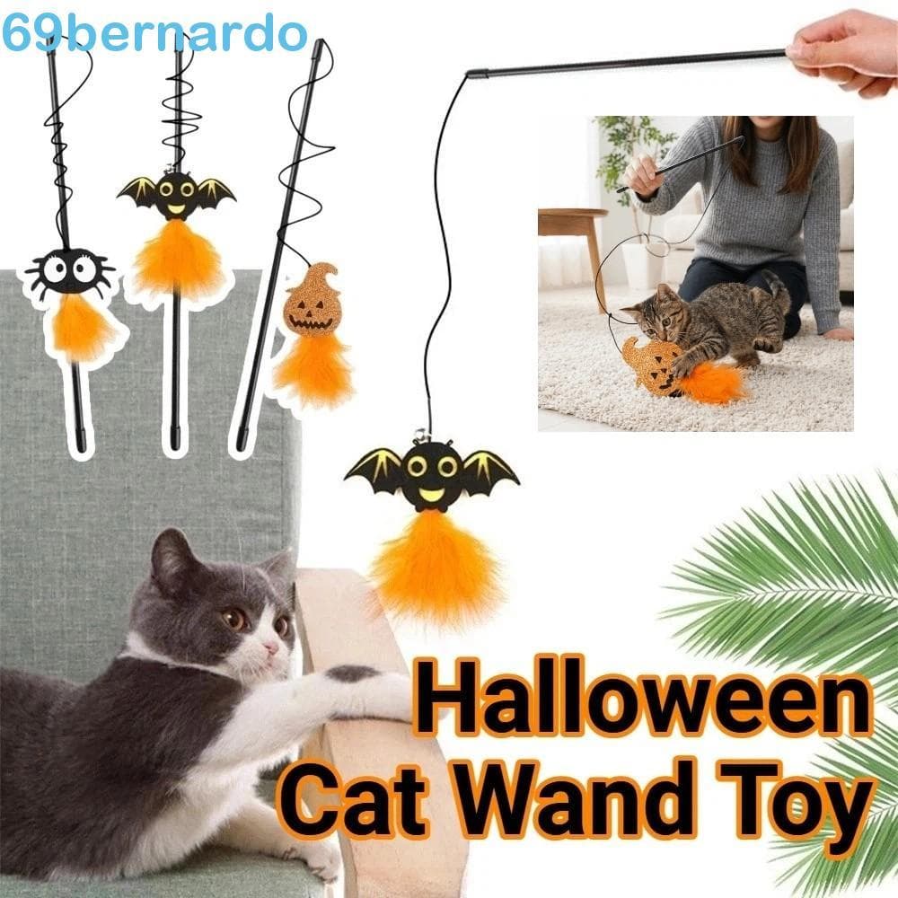 BERNARDO 3 Peças De Brinquedo De Varinha De Gato De Halloween , Jogo Interativo Estilo Brinquedos Para Gatos Poste Engra