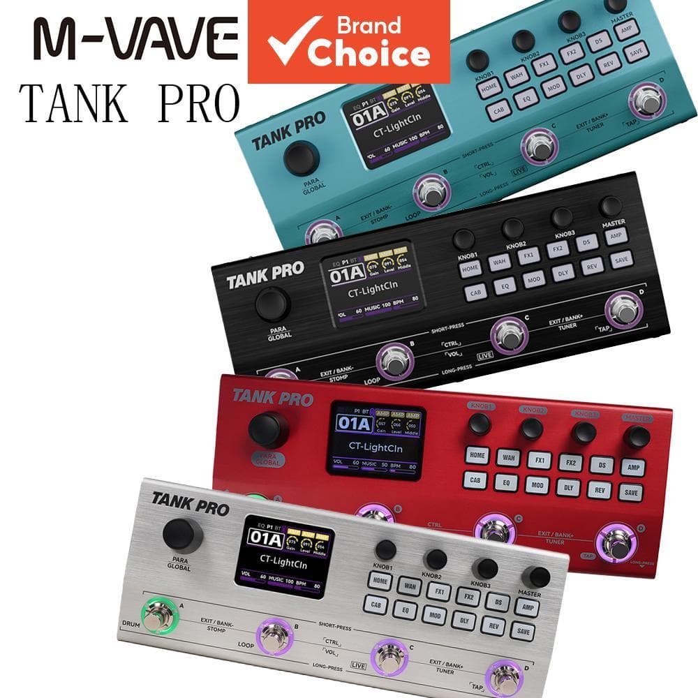 M-VAVE TANK PRO Pedaleira Multi-Efeitos para Guitarra e Baixo, Modelador de Amp e Gabinete, Looper Integrado, Máquina de