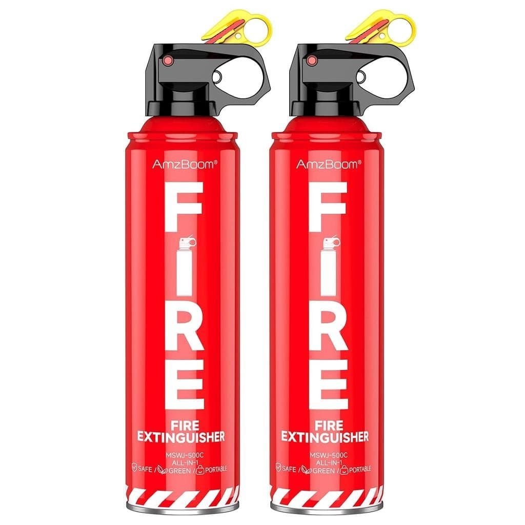 AmzBoom Kit com 2 Extintores de Incêndio para Casa, Cozinha, Carro e Churrasqueira com Suporte de Montagem – Spray Extin