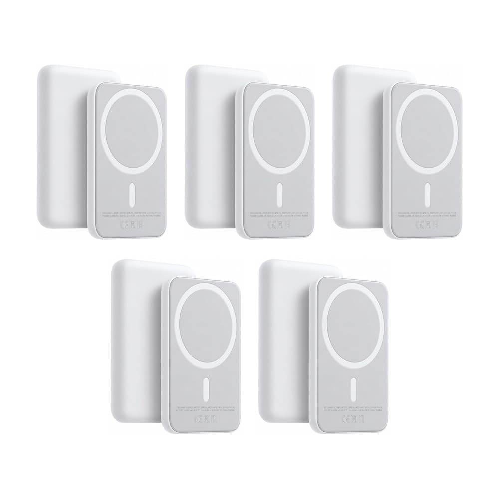 Kit 5x Carregador Portátil GoldenUltra ML-4CD 5000mAh com Carregamento Sem Fio por Indução Qi