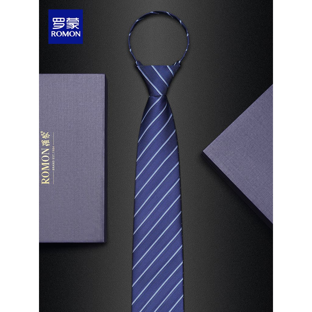 Gravata masculina Lomon de alta qualidade preta Formal com zíper estilo noivo de casamento azul preguiçoso Casual profis