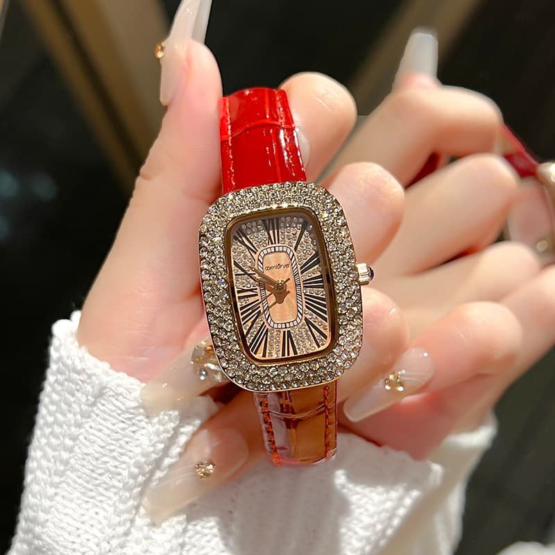 relogio feminino pequeno relogio feminino pequeno delicado Relógio quadrado de diamante completo feminino marca famosa g