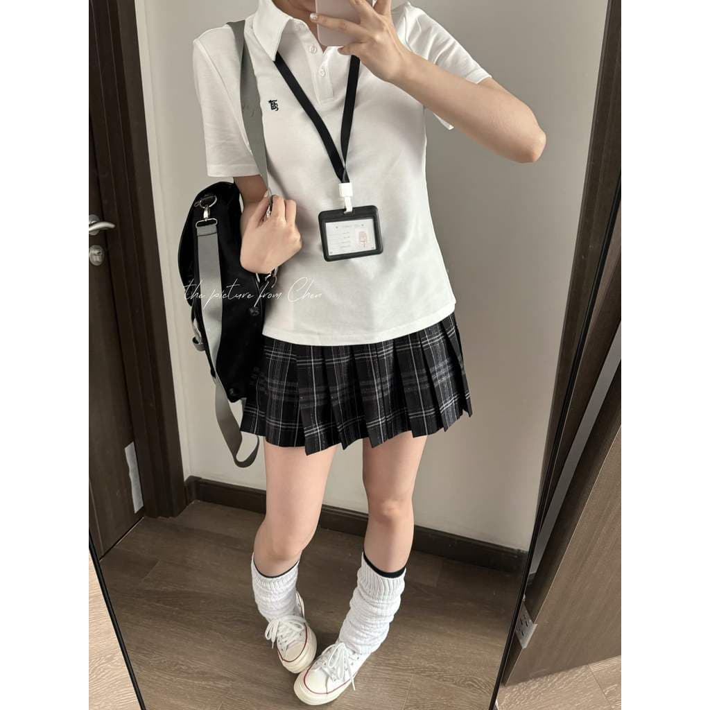 Tóquio anos de idade jk saia xadrez azul xadrez saia plissada feminina estilo Preppy A linha saia pequena saia curta ver