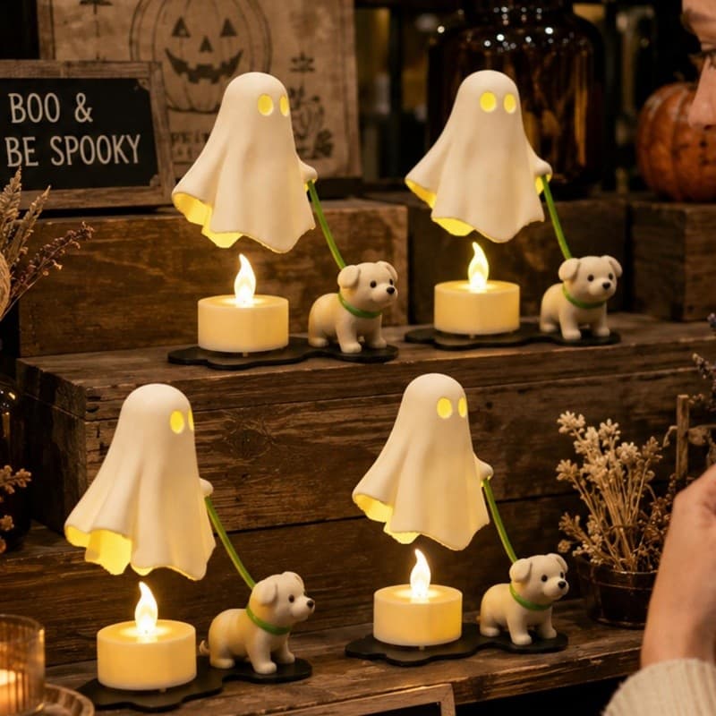 Lâmpada De Conto De Fadas Espectro Dos Desenhos Animados Ornamento De Halloween-Vela Sem Chama Luz Atmosfera De Férias V