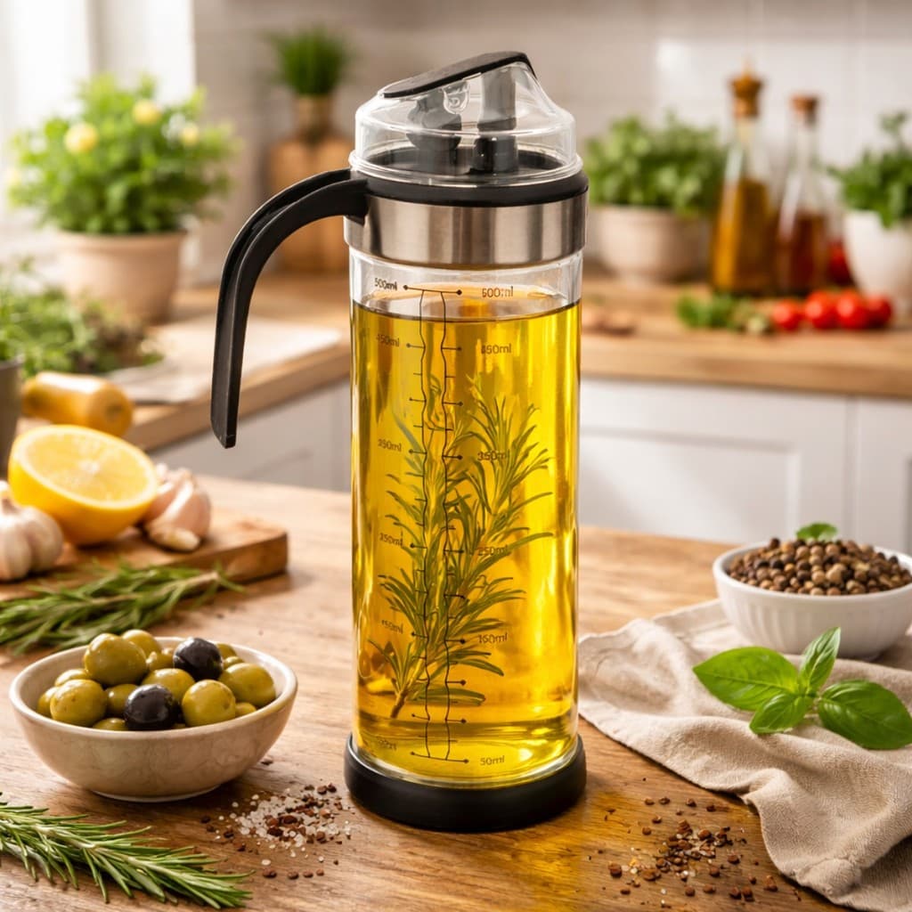 Galheteiro 630ml ou 500ml Dispenser Recipiente Garrafa de Vidro Luxo De Azeite Vinagre Pimenta Óleo Tampa Abre e Fecha