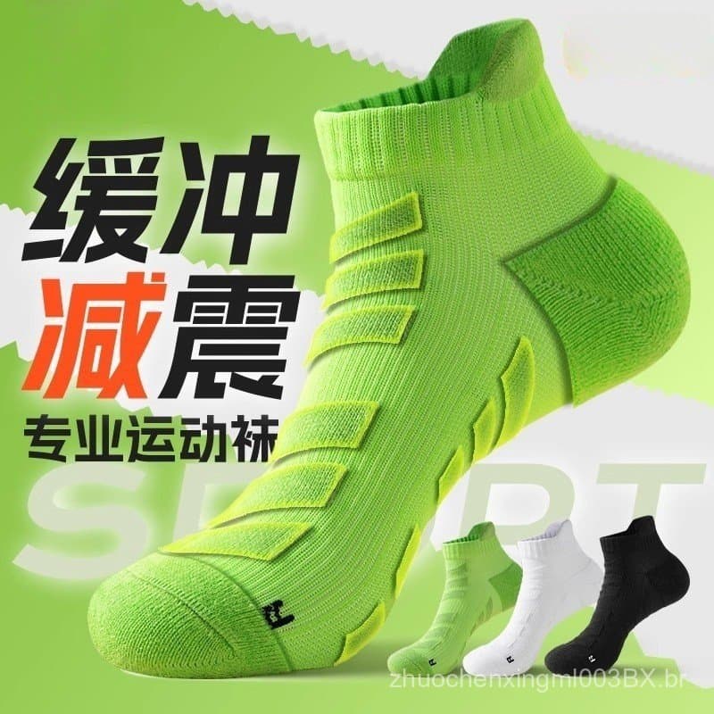 Meias Masculinas Zhuji, Meias Curtas, Meias de Badminton, Meias Esportivas Curtas para Corrida, Meias de Basquete Mascul