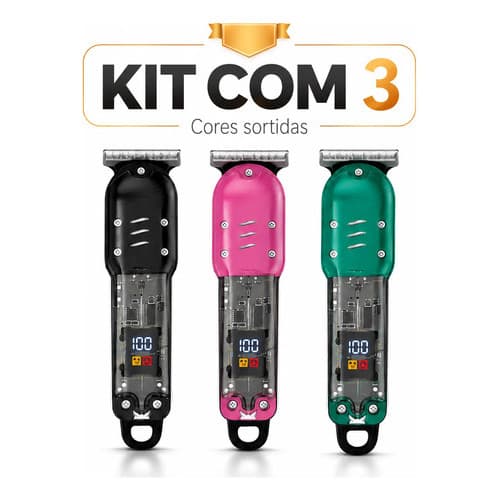 Maquina De Cortar Cabelo E Fazer Pezinho Kit Com 3 Maquinas