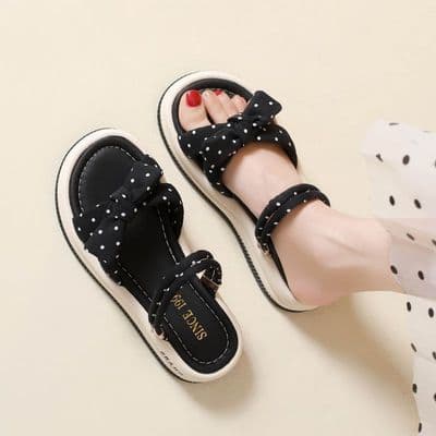 2 cores tamanho grande 34-42 sapatos femininos estilo fada sandálias de bolinhas chinelos verão duas peças de sola gross