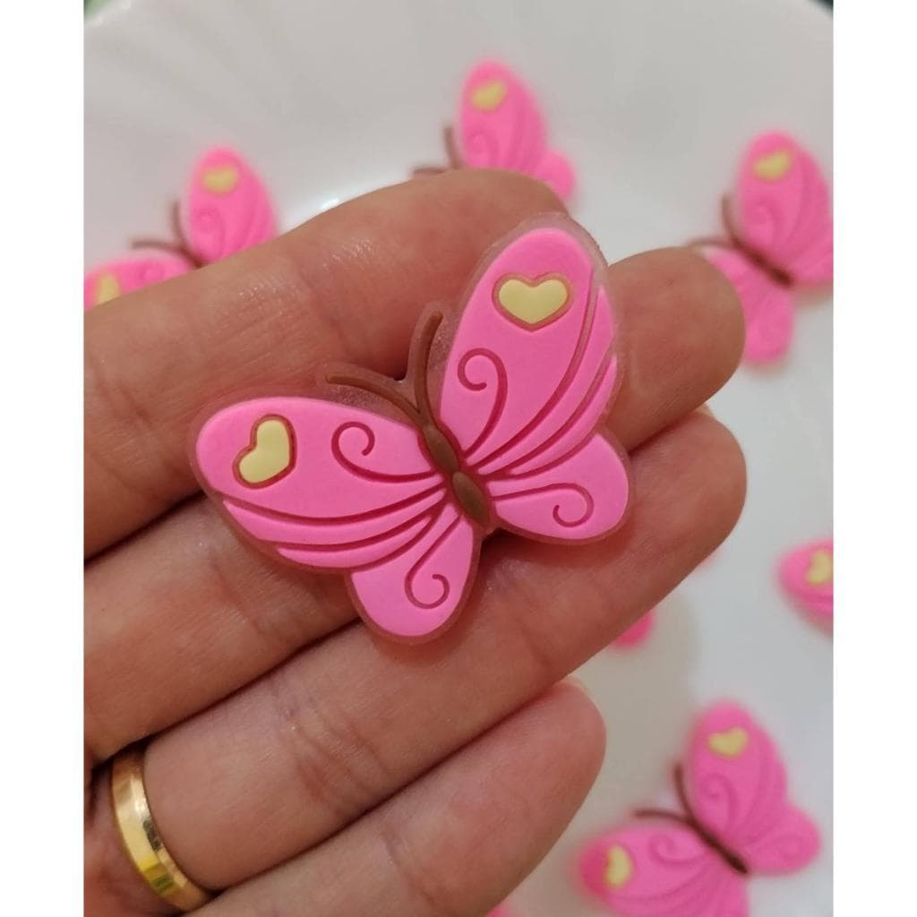 Aplique Emborrachado  Borboleta Pink 10 unidades
