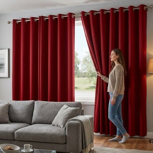 Cortina blackout voil vermelho com forro 2 em 1 com ilhos Vida Pratika 280x220cm