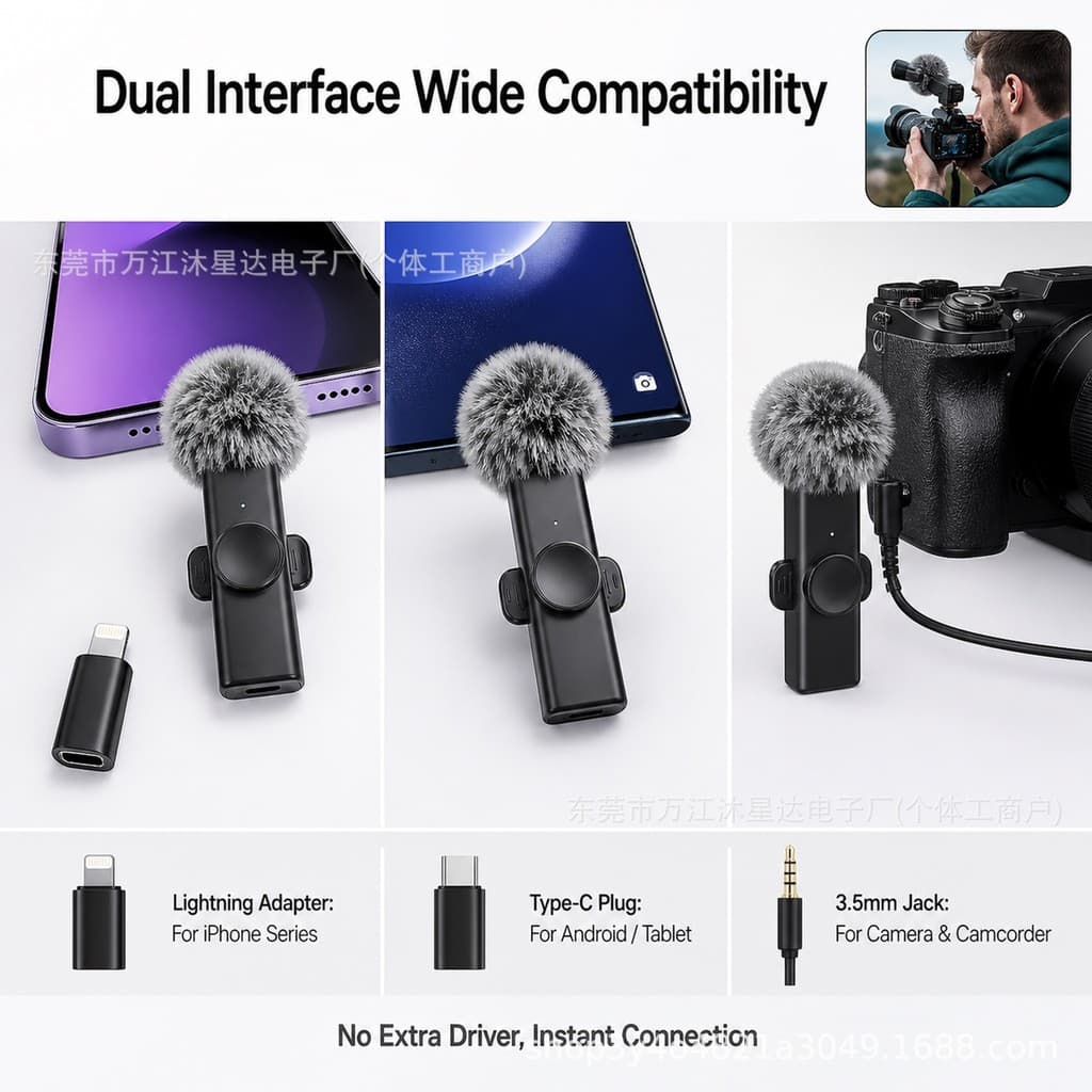 Microfone de lapela sem fio K11, redução automática de ruído, microfone de entrevista ao vivo de vídeo, microfone de rád