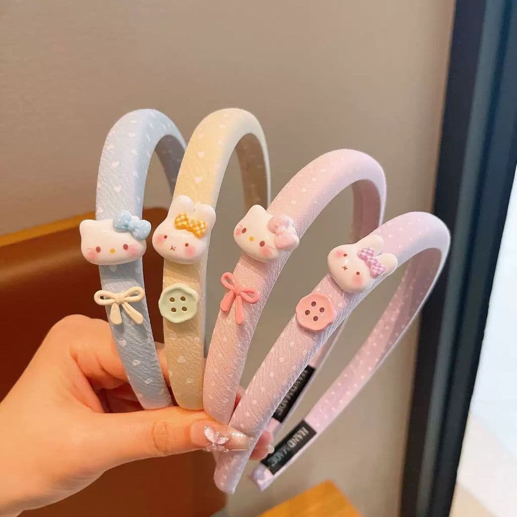 Tiara doce cor gato crianças bandana menina bonito doce botão bandana menina cabelo quebrado arrumado bolinhas bandana