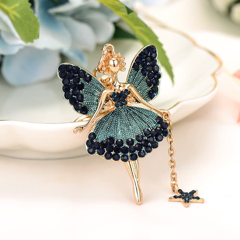 Flor fada strass borboleta fada chaveiro carro pingente pequeno presente