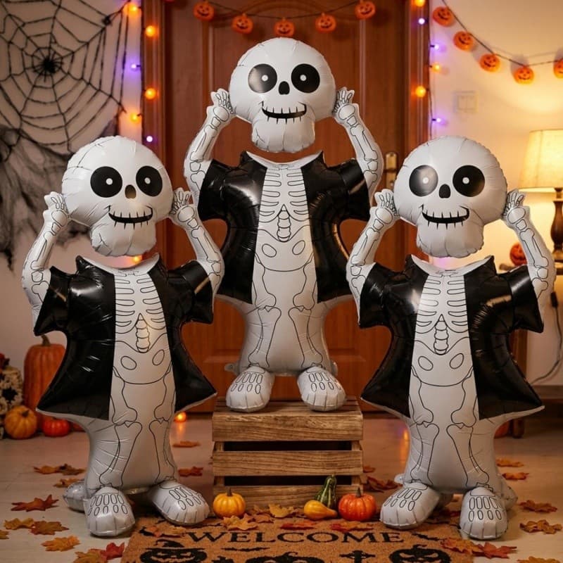 Decoração De Balões De Esqueleto De Folha De Alumínio De Halloween-Em Forma De Caveira Ornamento De Casa Assombrada
