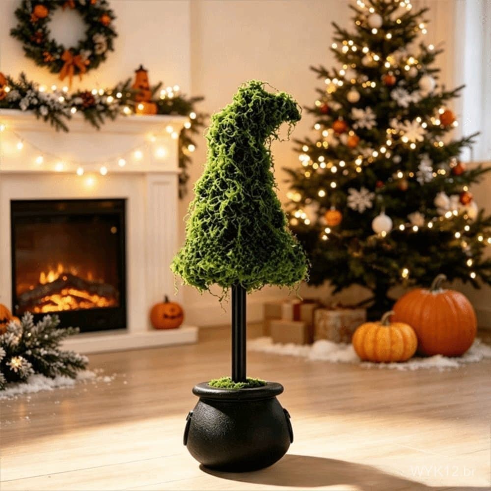 FALLFORBEAUTYEJ Árvore de Pinheiro Artificial, Árvore de Decoração de Natal com Material de Musgo Falso de Aparência Nat